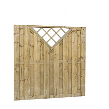 Jumboscherm geschaafd vuren 18-planks 15 mm, 180 x 180 cm, recht verticaal met trellis, groen geïmpr