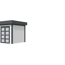 Vuren Topvision Kolibri, 250 x 250 cm, wanden wit en basis antraciet.