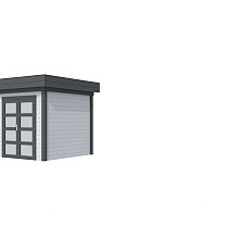 Vuren Topvision Kolibri, 250 x 250 cm, wanden lichtgrijs en basis antraciet.