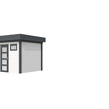 Vuren Topvision Kuifmees, 250 x 250 cm, wanden wit en basis antraciet.