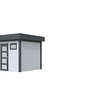 Vuren Topvision Kuifmees, 250 x 250 cm, wanden lichtgrijs en basis antraciet.