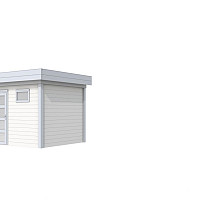 Vuren Topvision Bonte Kraai, 300 x 250 cm, wanden wit en basis lichtgrijs.