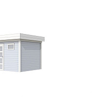 Vuren Topvision Bonte Kraai, 300 x 250 cm, wanden lichtgrijs en basis wit.