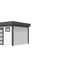 Vuren Topvision Kievit, 400 x 300 cm, wanden wit en basis antraciet.