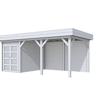 Vuren Topvision Zwaluw, 200 x 300 en luifel 400 cm, lichtgrijs gespoten.