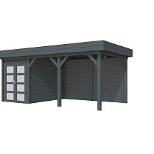 Vuren Topvision Zwaluw, 200 x 300 en luifel 400 cm, antraciet gespoten.