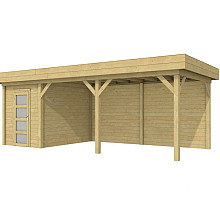 Vuren Topvision Kiekendief, 200 x 300 en luifel 500 cm, groen geïmpregneerd.