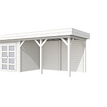 Vuren Topvision Kolibri, 250 x 250 en luifel 400 cm, wit gespoten.