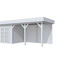 Vuren Topvision Kolibri, 250 x 250 en luifel 400 cm, lichtgrijs gespoten.