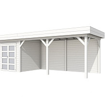 Vuren Topvision Kolibri, 250 x 250 en luifel 500 cm, wit gespoten.