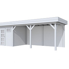 Vuren Topvision Kuifmees, 250 x 250 en luifel 500 cm, lichtgrijs gespoten.