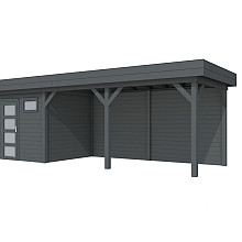 Vuren Topvision Kuifmees, 250 x 250 en luifel 500 cm, antraciet gespoten.