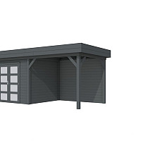 Vuren Topvision Bonte Specht, 300 x 250 en luifel 300 cm, antraciet gespoten.