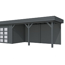 Vuren Topvision Bonte Specht, 300 x 250 en luifel 500 cm, antraciet gespoten.