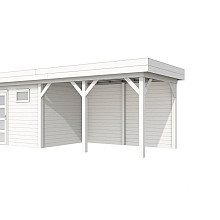 Vuren Topvision Bonte Kraai, 300 x 250 en luifel 400 cm, wit gespoten.