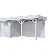 Vuren Topvision Bonte Kraai, 300 x 250 en luifel 400 cm, lichtgrijs gespoten.