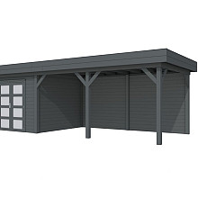 Vuren Topvision Bosuil, 300 x 300 en luifel 500 cm, antraciet gespoten.