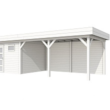 Vuren Topvision Tapuit, 300 x 300 en luifel 500 cm, wit gespoten.