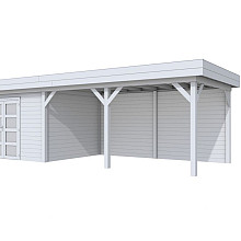 Vuren Topvision Parelhoen, 400 x 300 en luifel 500 cm, lichtgrijs gespoten.