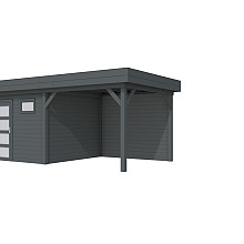 Vuren Topvision Kievit, 400 x 300 en luifel 300 cm, antraciet gespoten.