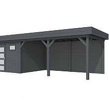 Vuren Topvision Kievit, 400 x 300 en luifel 500 cm, antraciet gespoten.